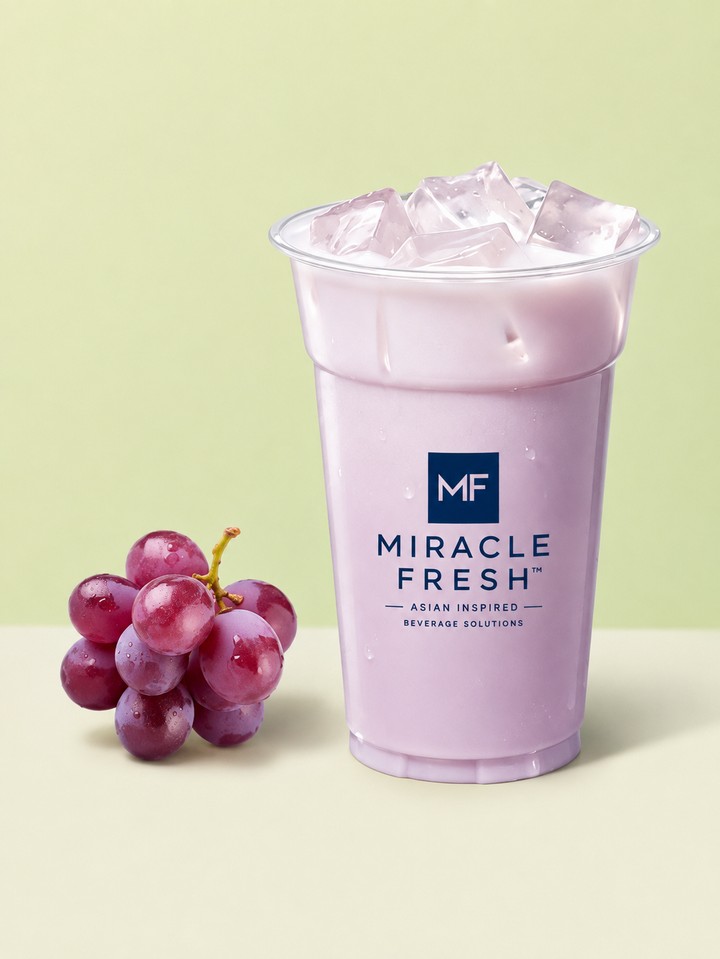 Grape Coconut Milk served in a Miracle Fresh cup