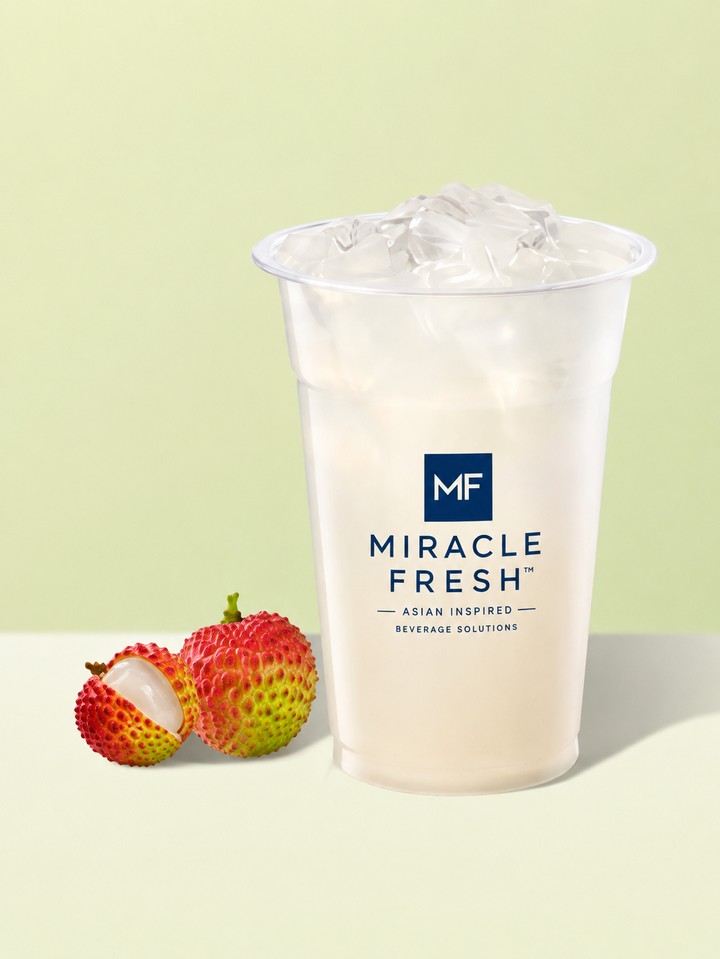Lychee Coconut Cooler served in a Miracle Fresh cup