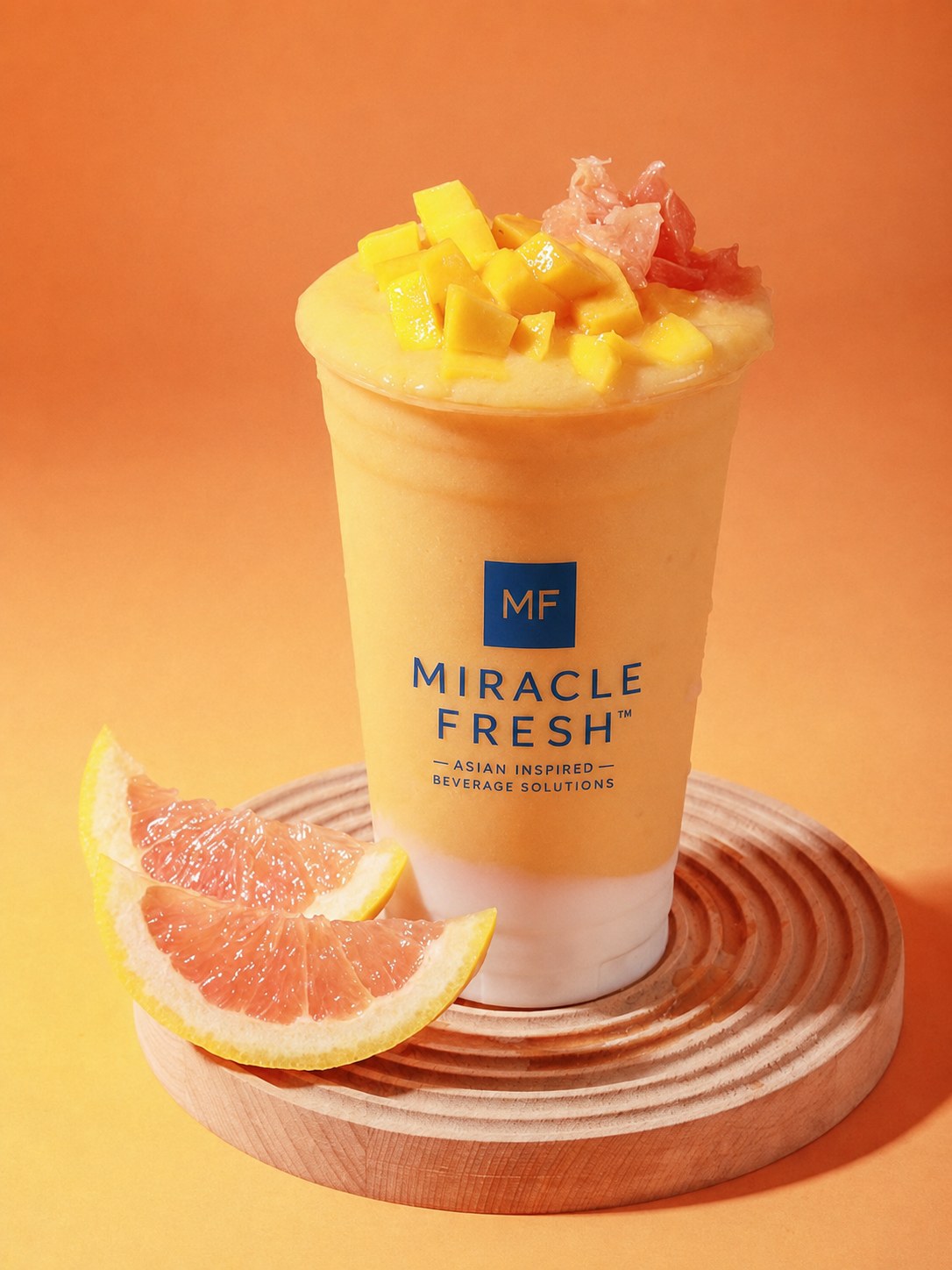 Vanilla mango slush with jasmine tea, coconut milk and pomelo pulp