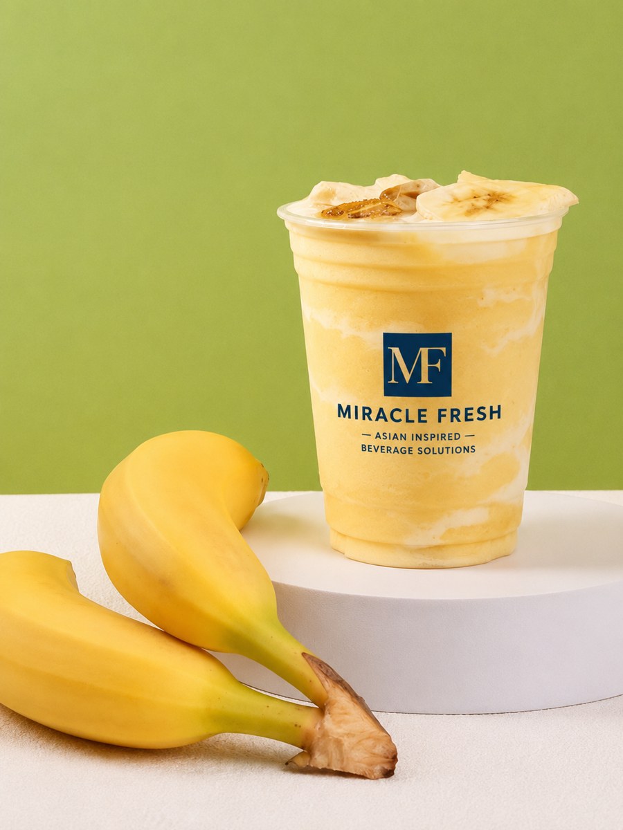 Iced banana black tea coffee with rye milk and white chocolate
