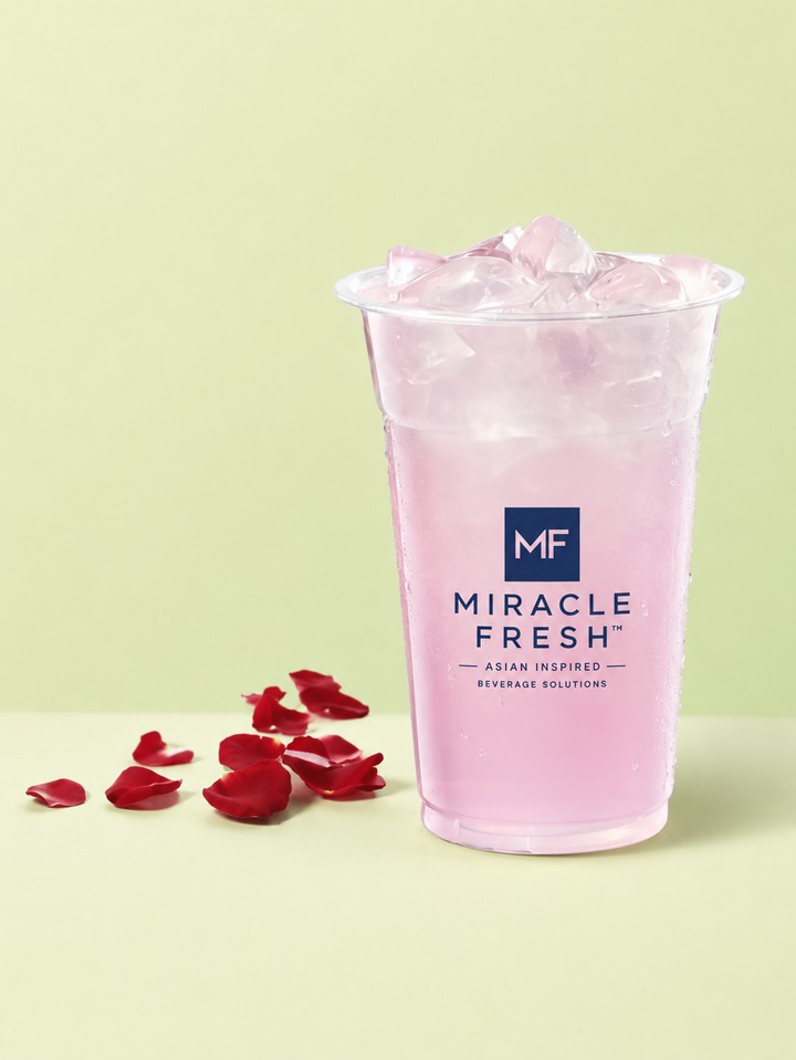Rose Coconut Cooler served in a Miracle Fresh cup
