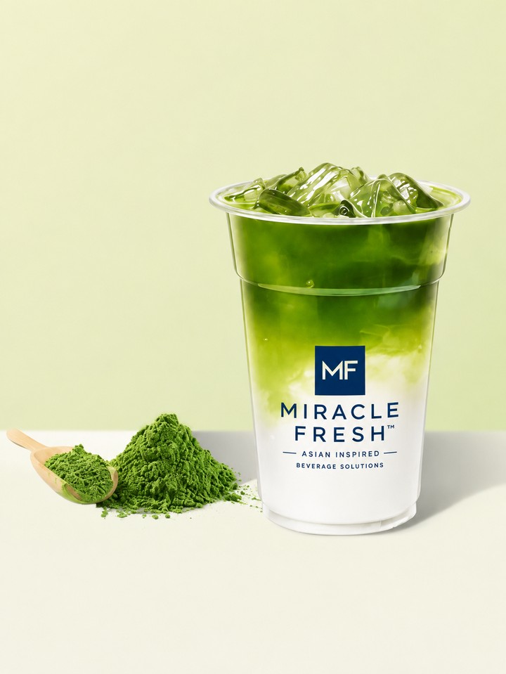 Matcha Coconut Water served in a Miracle Fresh cup