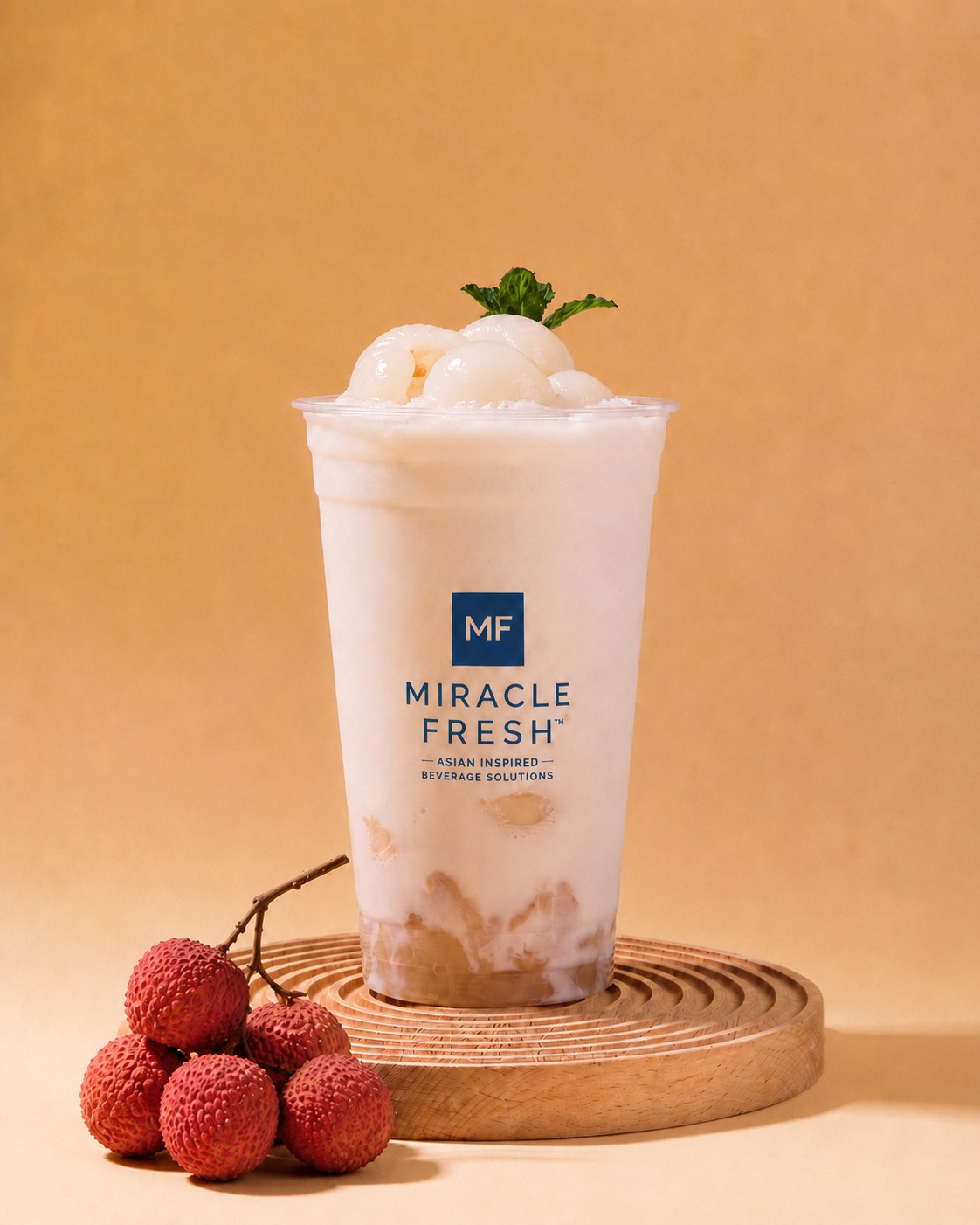 Lychee coconut slush with water-chestnut popping boba