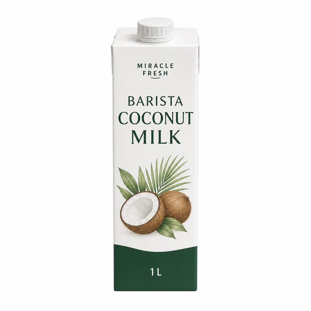 Miracle Fresh Barista Coconut Milk 1 litre carton packaging