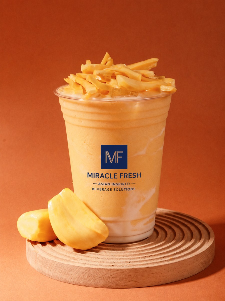 Jackfruit rose milk tea with rye milk and cheese cream