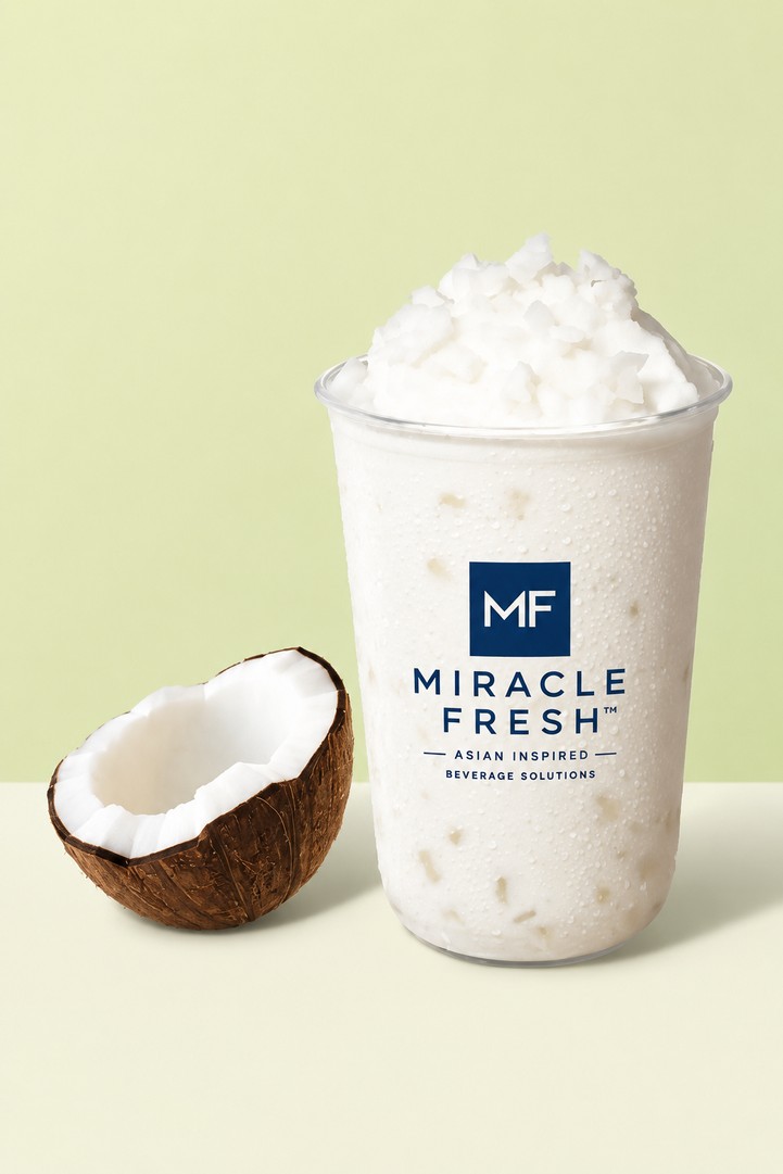 Original Coconut Slush served in a Miracle Fresh cup