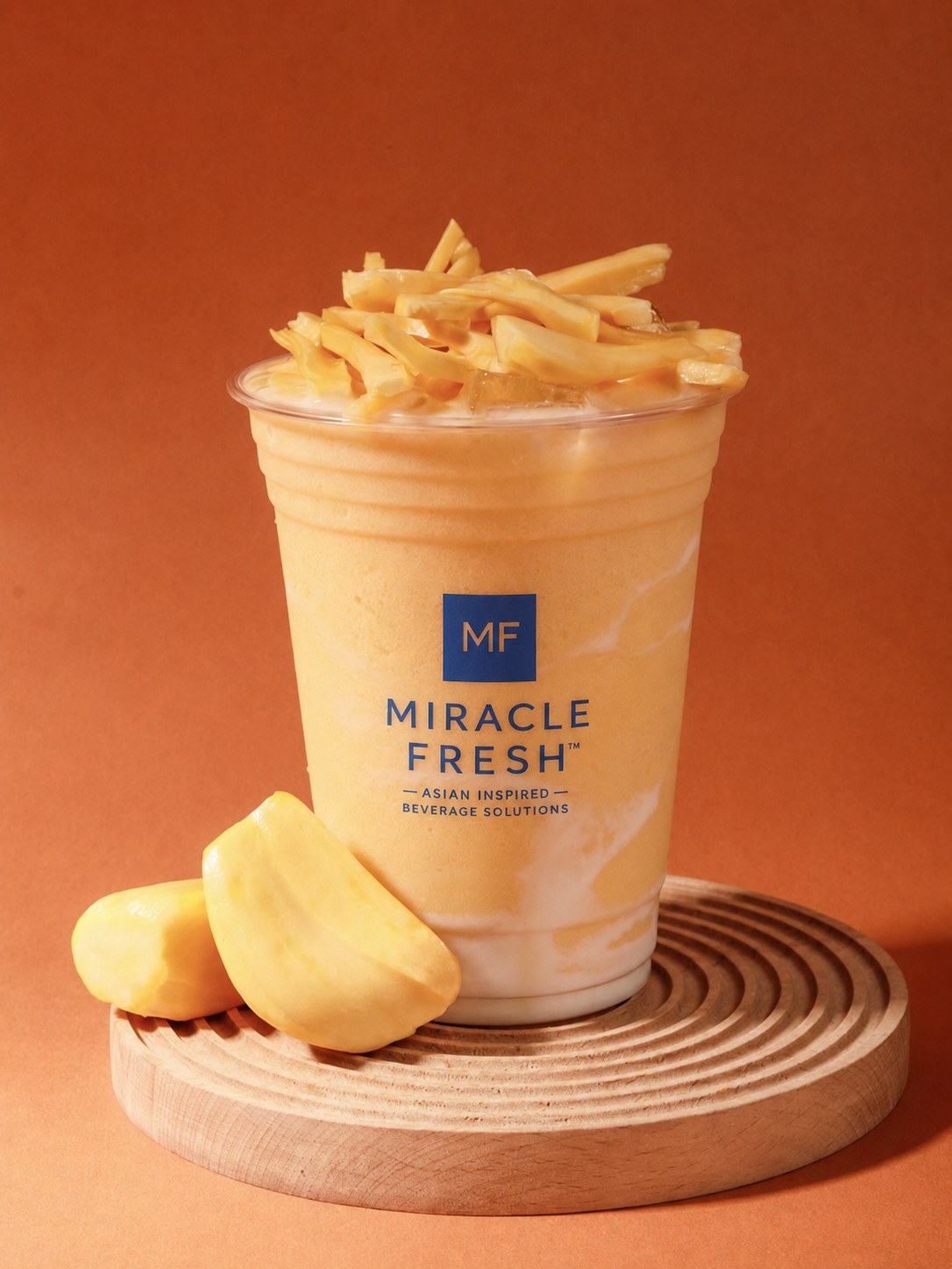 Jackfruit and mango slush with coconut milk, jasmine tea and pomelo pulp