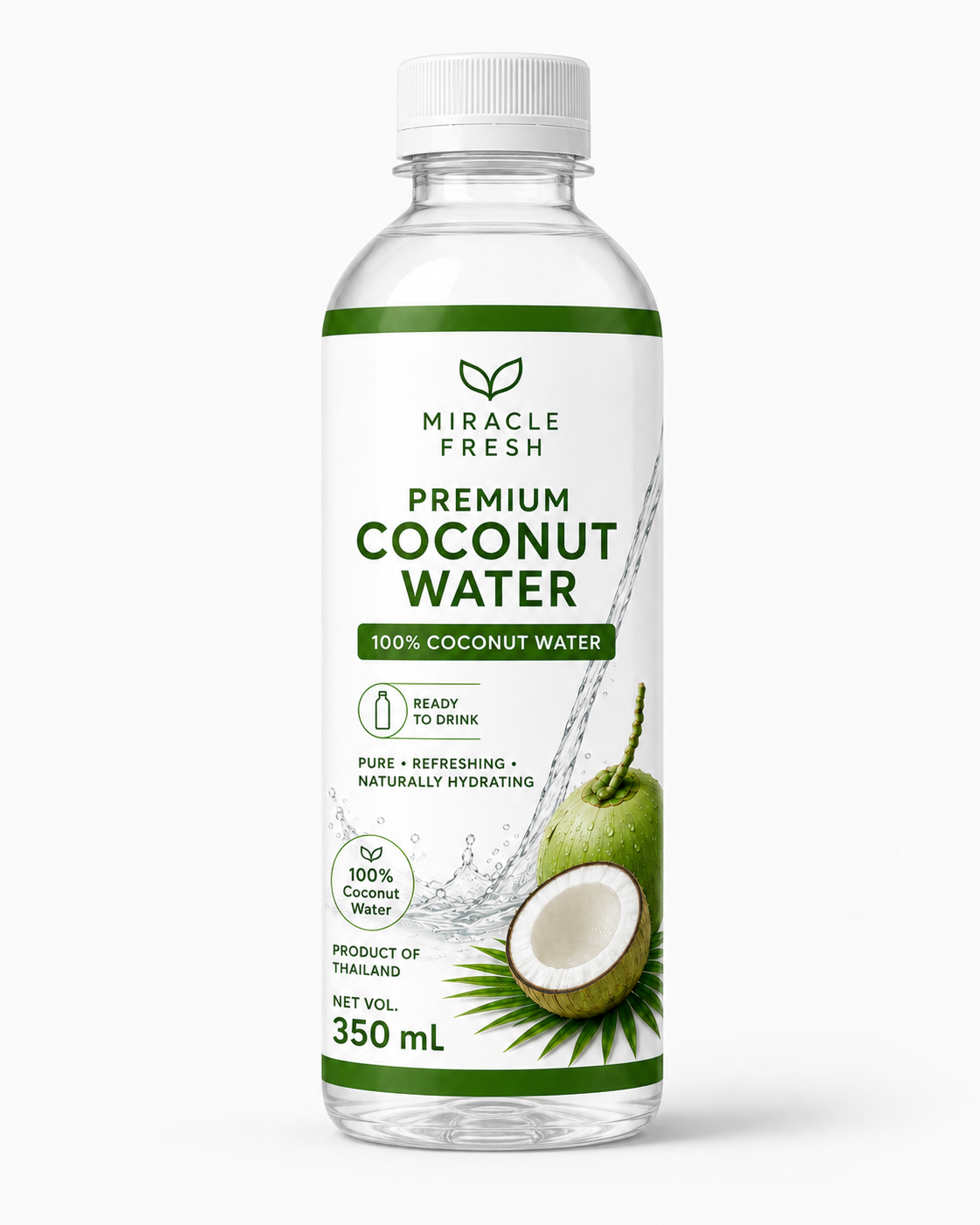 Miracle Fresh 100% premium coconut water 350 ml PET bottle
