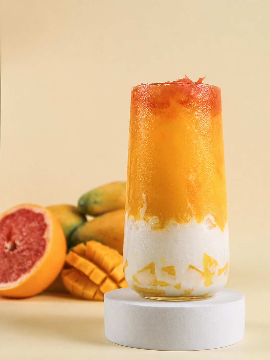 Mango pomelo sago drink with diced mango and sago pearls