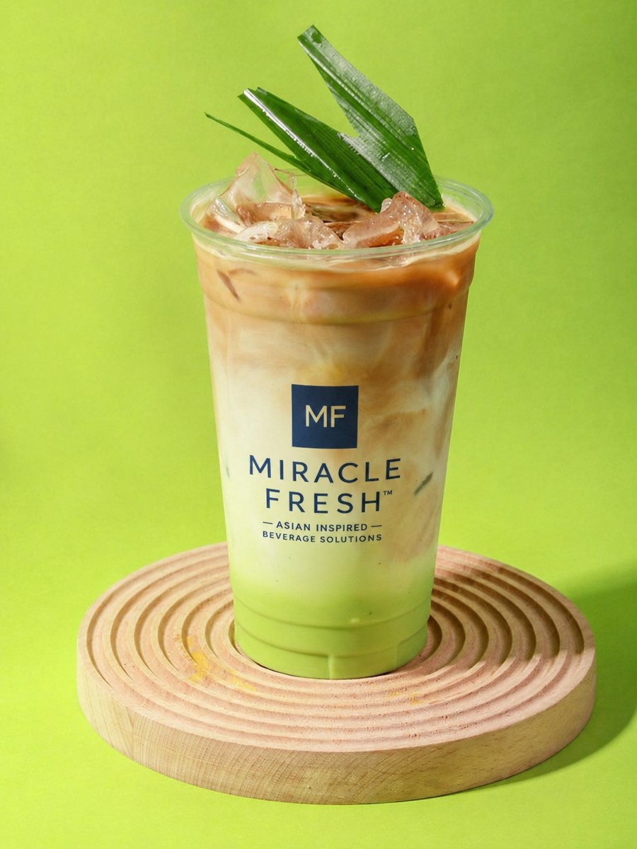 Melon and coconut milk coffee with espresso layer