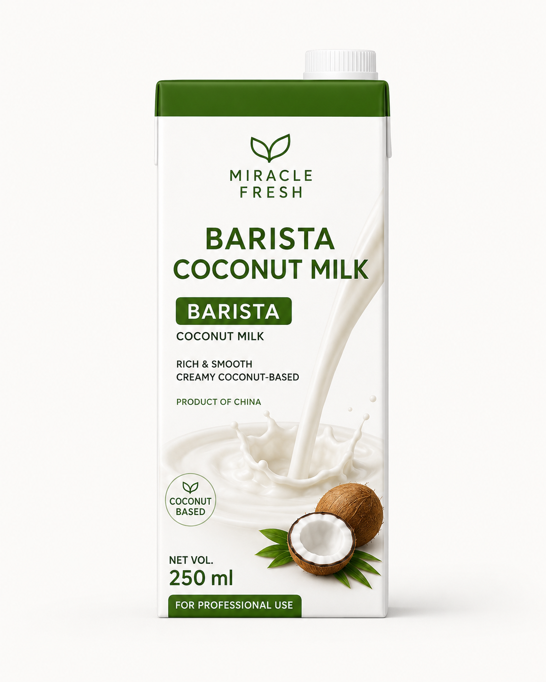 Miracle Fresh Barista Coconut Milk 250 ml carton packaging