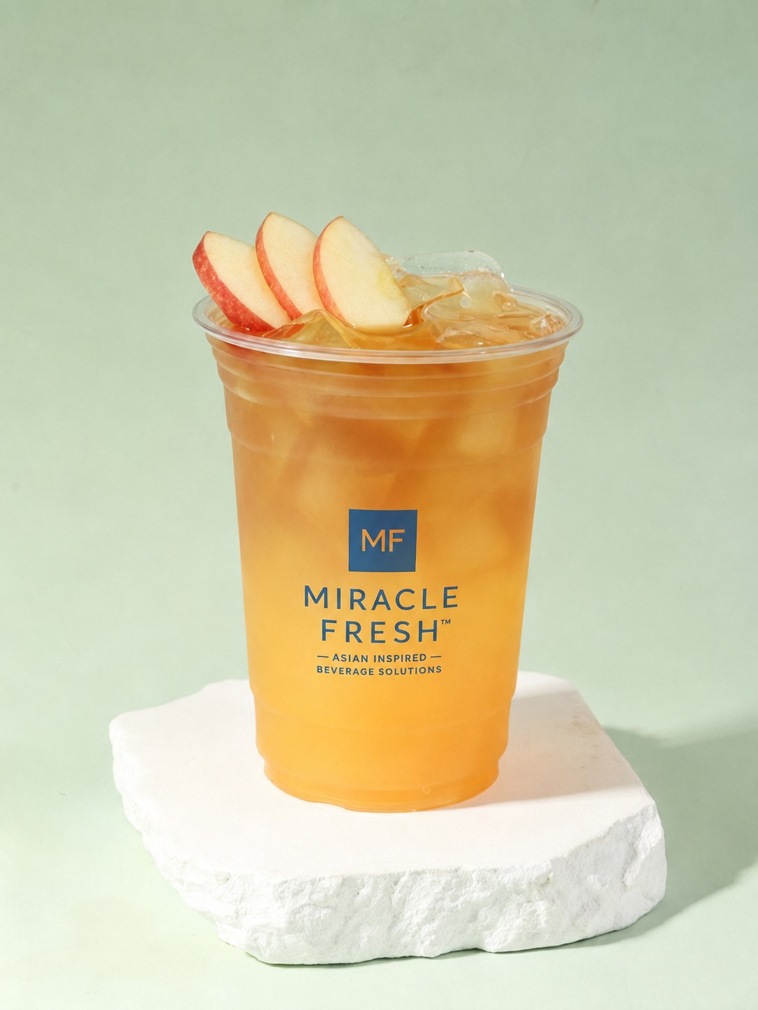 Coconut water refresher with jasmine kombucha, apple and sour papaya