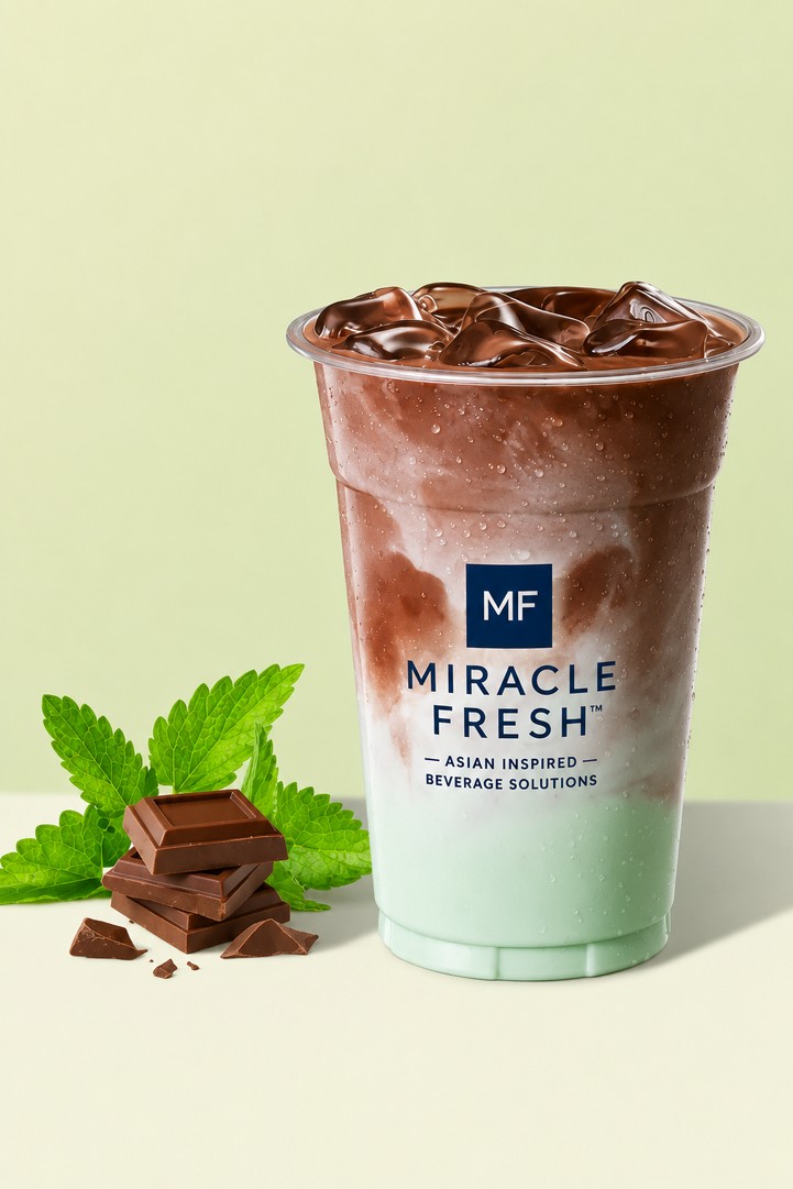Mint Chocolate Coconut Milk served in a Miracle Fresh cup