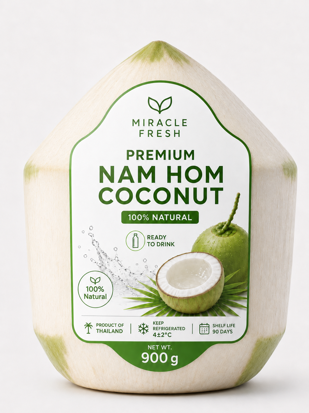 Miracle Fresh premium Thai Nam Hom young coconut 900 g ready-to-drink
