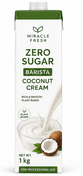 Miracle Fresh Zero Sugar Barista Coconut Cream 1 kg carton packaging