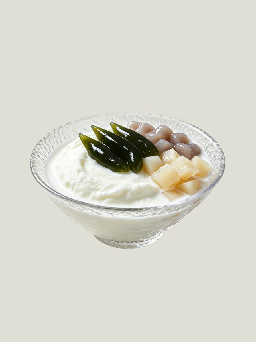 Coconut slush topped with three kinds of chewy pearls