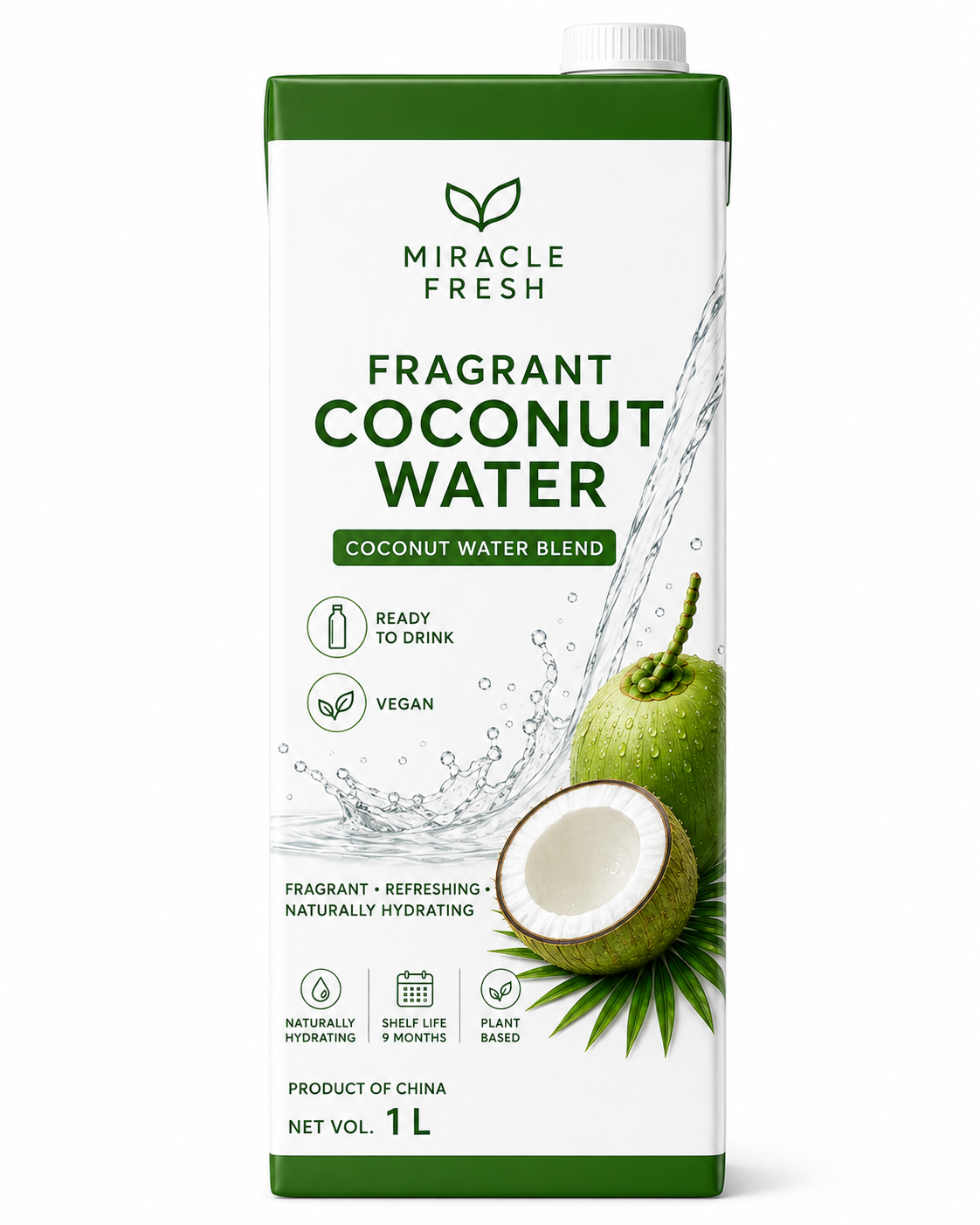 Miracle Fresh Fragrant Coconut Water 1 litre aseptic carton