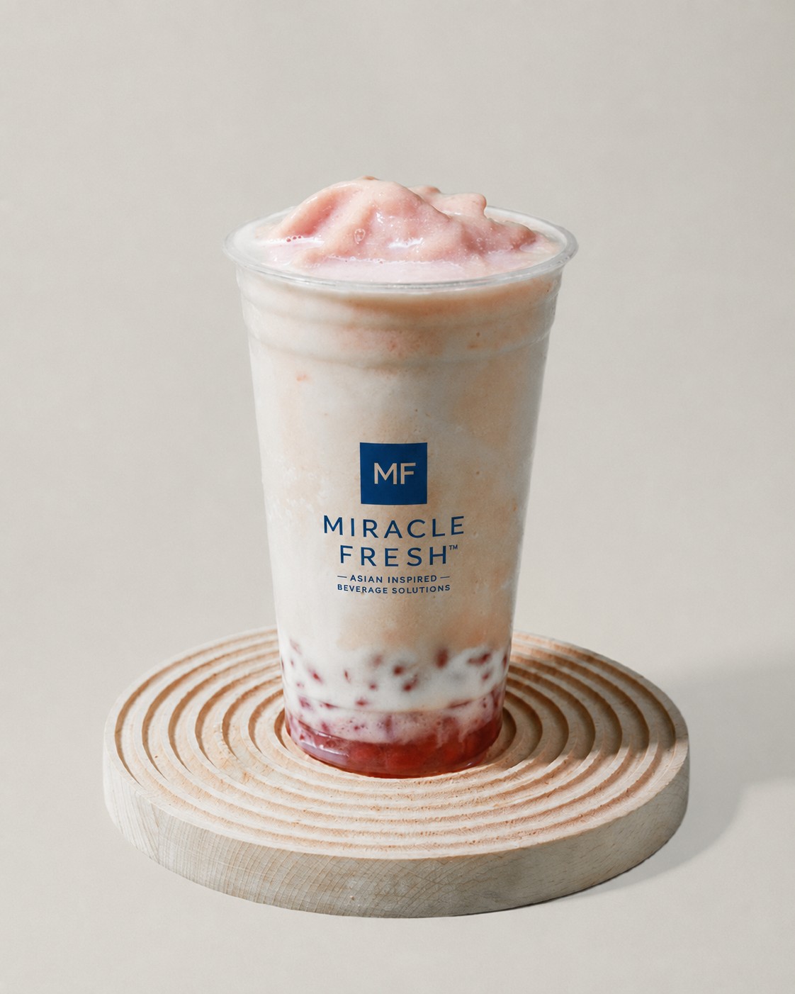 Red bean coconut slush with whole red beans at the base