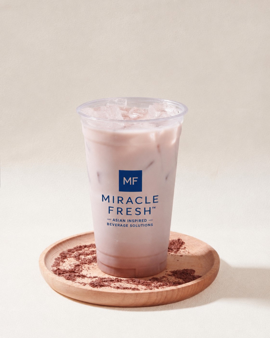 Iced cocoa coconut drink in a clear cup