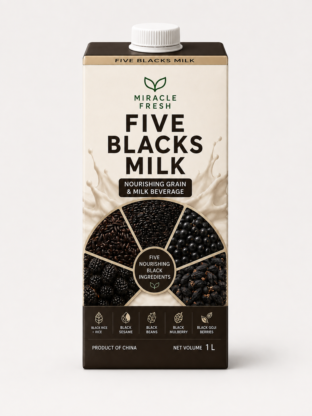 Miracle Fresh Five Blacks Milk 1 litre aseptic carton