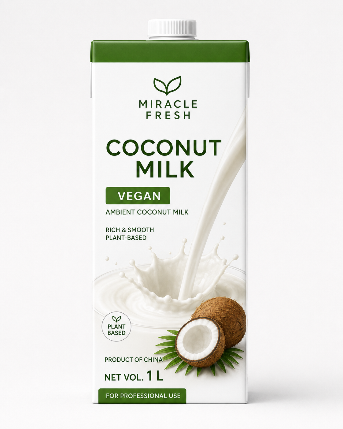 Miracle Fresh Vegan Coconut Milk 1 kg carton packaging