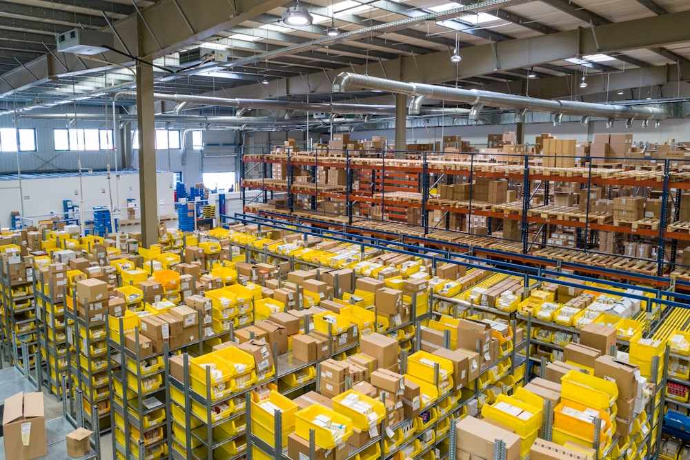 Modern warehouse with organised inventory and logistics systems