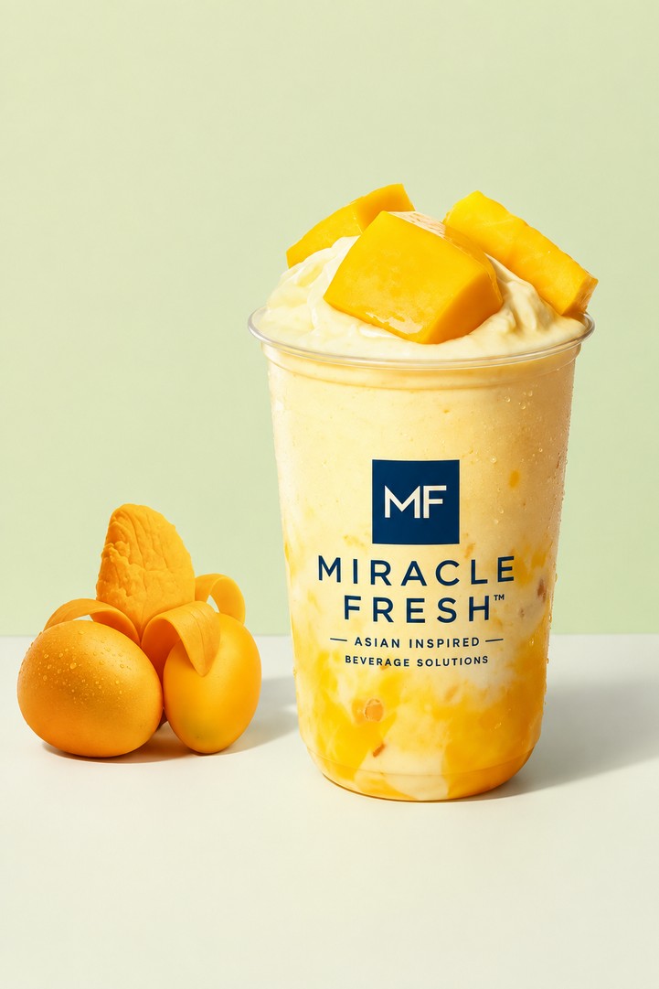 Mango Coconut Slush served in a Miracle Fresh cup